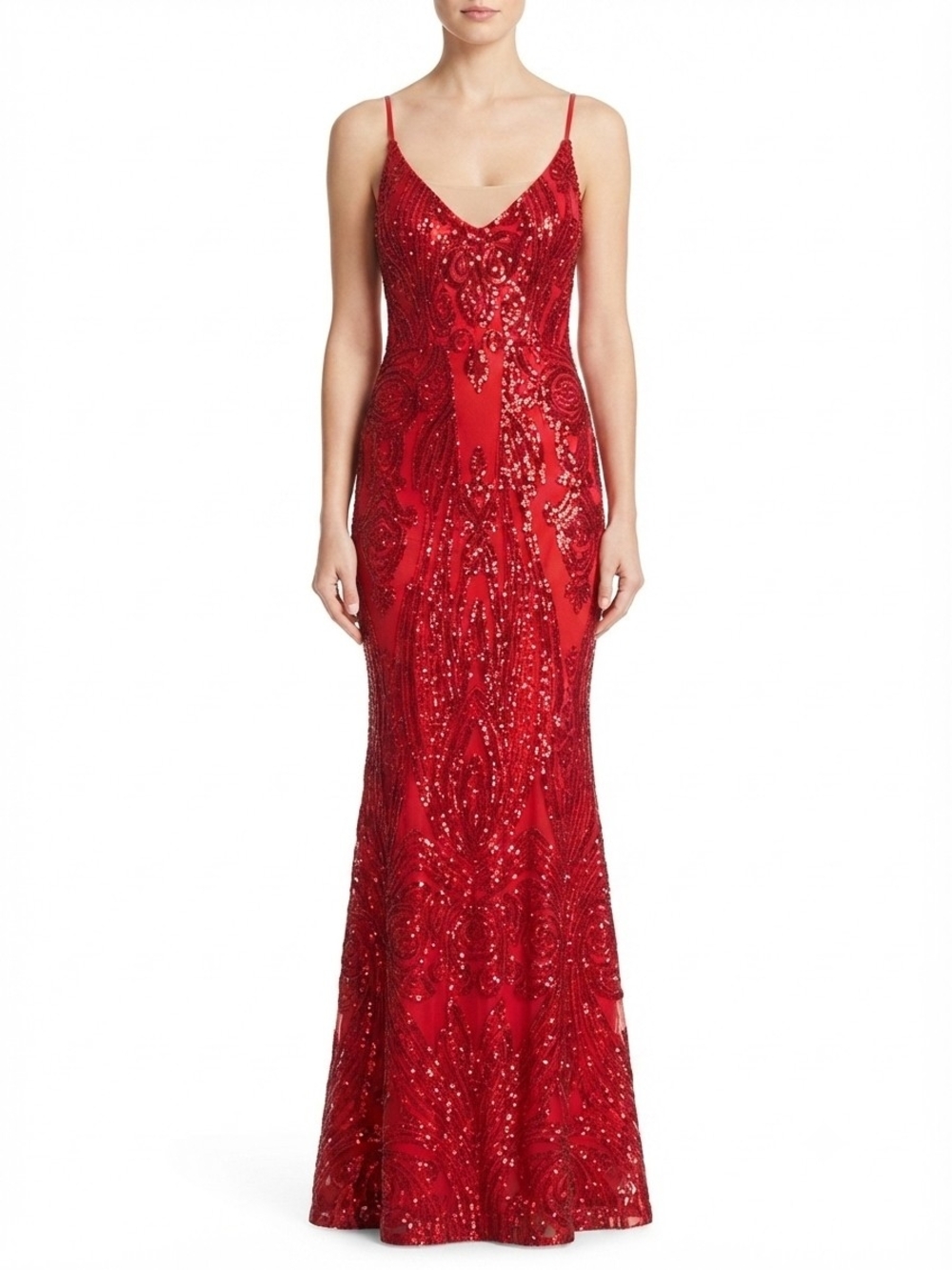 Alamour The Label Red Sequin Evening Gown Dress Size S